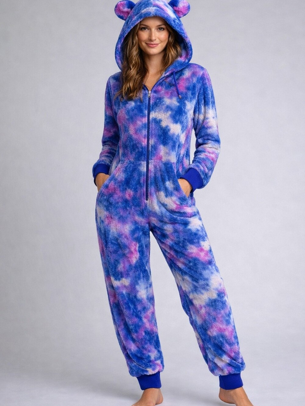 Never Been Better Tie Dye Hooded Onesie With Ears Size Small Super Soft Emo